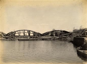 (BRAZIL & URUGUAY) Album with 50 professional photographs documenting contruction of the Maua Bridge which connects Jaguarão, Rio Grand